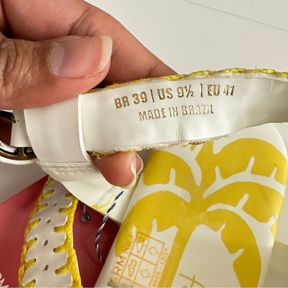 NEW Farm Rio Women's Yellow & White Palm Tree Sandals Whipstitch Vegan sz US 9.5 - Picture 6 of 16